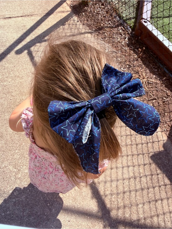 Handmade Other - Navy Star Print Bow Hair Clip for Kids